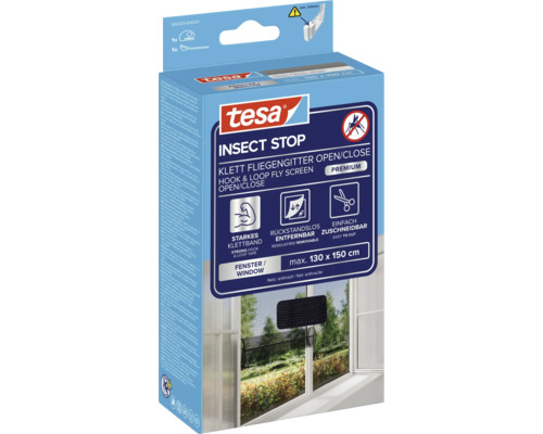 Moustiquaire Tesa Insect Stop avec bande auto-agrippante, convient aux fenêtres jusqu'à 130 x 150 cm maximum