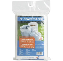 PP-Gewebesäcke, 40 x 60 cm, weiß, mit Bindekordel, Gewebe 80 g/m², belastbar circa 10 bis 15 kg, 10 Stück