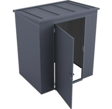 Armoire de jardin en métal avec porte ouverte et toit plat