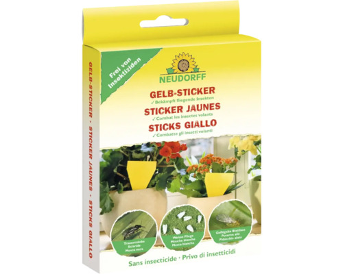 Autocollants jaunes Neudorff pour lutter contre les parasites sans insecticides