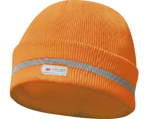 Bonnet tricoté orange avec bandes réfléchissantes et logo 3M Thinsulate