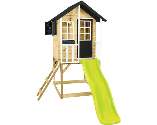 Spielhaus mit Rutsche und Leiter aus Holz