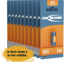 Packung mit zehn A23 Alkaline Batterien von Ansmann mit 12 Volt