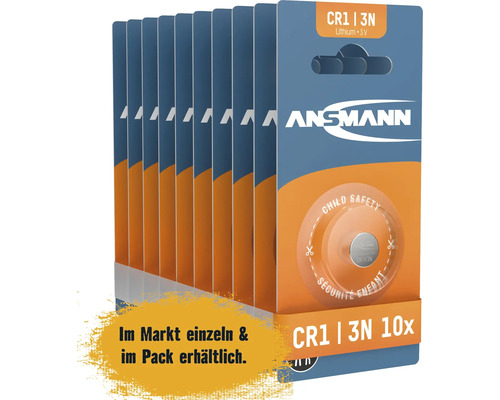 Packung mit zehn Ansmann CR1 3N Lithium Batterien