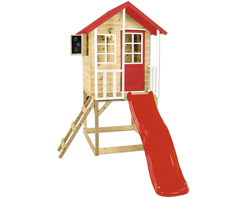 Spielhaus aus Holz mit Rutsche und Leiter für Kinder