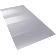 Plaque alvéolaire en polycarbonate avec structure nervurée pour toitures et serres.