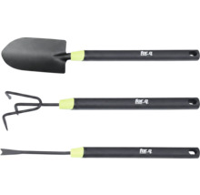 Gartengeräteset mit Schaufel, Grubber und Pikierstab von for_q