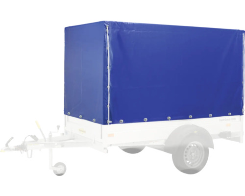 Anhänger mit blauer Plane zum Abdecken der Ladung