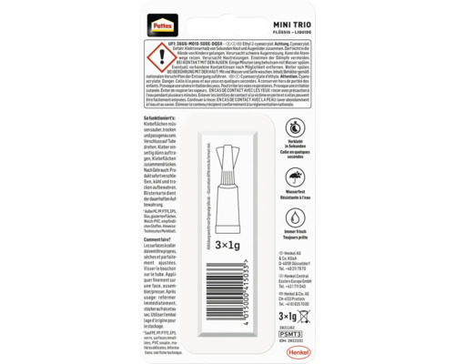 Pattex Mini Trio Flüssigkleber 3x1g