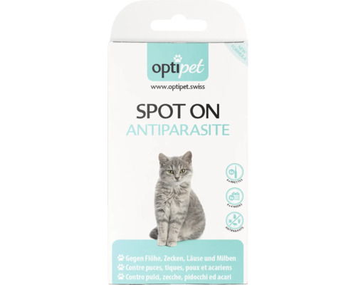Optipet Spot On Antiparastikum für Katzen gegen Flöhe, Zecken, Läuse und Milben