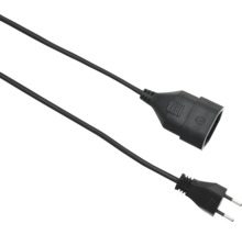 Rallonge électrique noire avec fiche Euro et prise Euro.