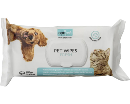 Optipet Feuchttücher für Haustiere, 80 Stück, 20 x 20 cm