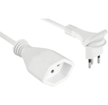 Rallonge blanche avec fiche suisse type J et prise femelle.