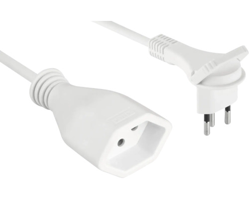 Rallonge blanche avec fiche et prise suisses de type J