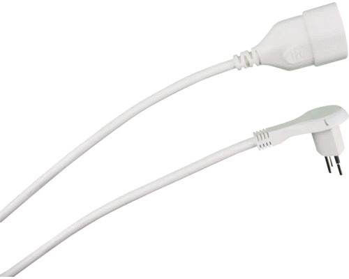 Rallonge blanche avec fiche euro et prise femelle.