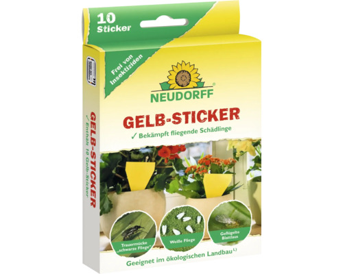 Neudorff Gelb-Sticker zur Schädlingsbekämpfung, Packung mit zehn Stück