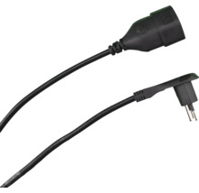 Rallonge avec fiche plate coudée et raccord femelle en noir.