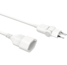 Rallonge blanche avec fiche Euro plate et orientable et prise Euro