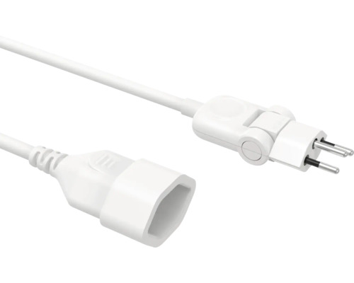 Rallonge blanche avec fiche Euro plate et orientable et prise Euro