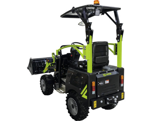 Mini-dumper Zipper avec godet de chargement, vue de face