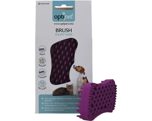 OptiPet Kurzhaar Tierbürste aus Silikon Optipet Bürste für kurzes Fell, 3-in-1 Funktion mit Reinigungsfunktion, Massagefunktion und Bürste