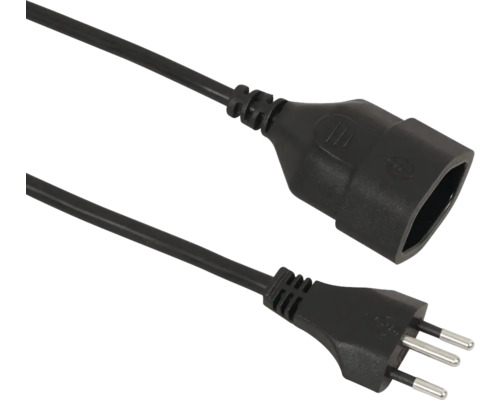 Rallonge noire avec fiche et prise suisses.