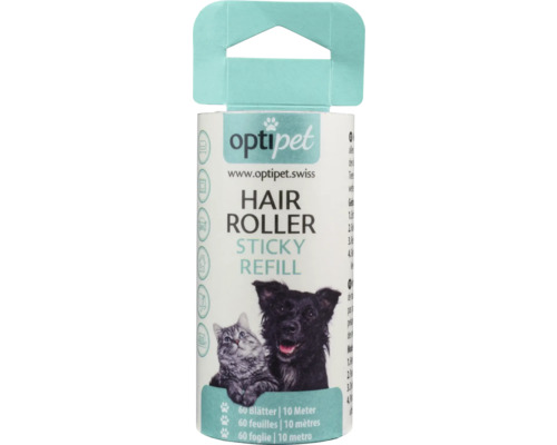 Recharge de rouleau anti-peluches Optipet avec 60 feuilles et 10 mètres de long