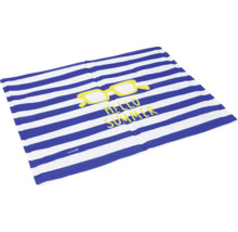 Serviette de plage rayée avec motif de lunettes de soleil