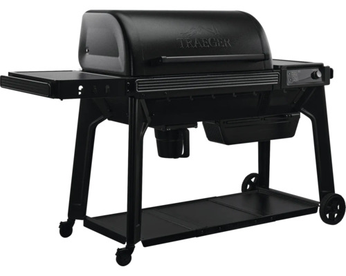 Barbecue à granulés Traeger noir avec étagère et roulettes