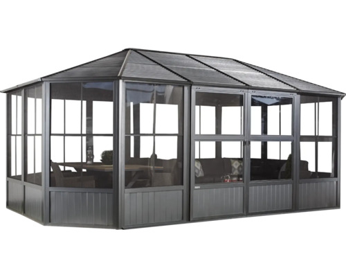 Gartenpavillon mit Insektenschutz und Möbeln