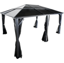 Pavillon avec toit et rideaux