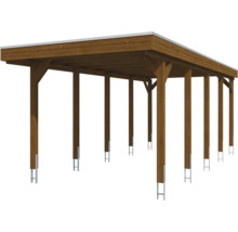 Carport aus Holz mit Flachdach und H-Pfostenträgern