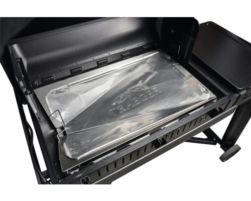 Protection Traeger en aluminium pour bac à graisse de barbecue à pellets.