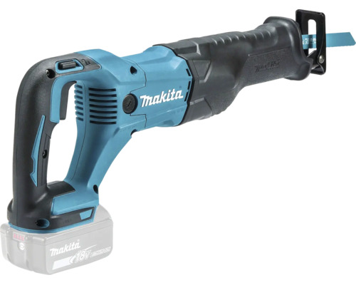 Scie sabre sans fil Makita 18 Volt avec batterie et lame de scie.