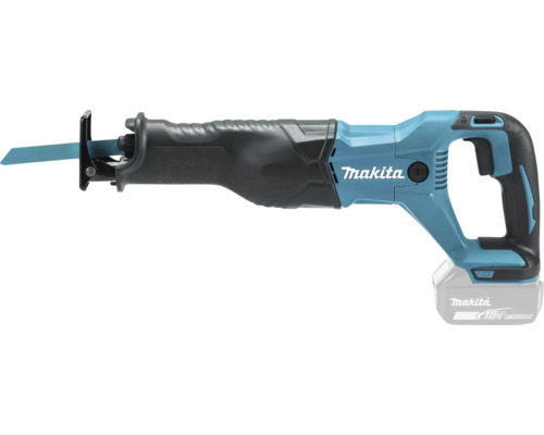 Scie récipro sans fil Makita 18 Volt avec lame de scie montée.