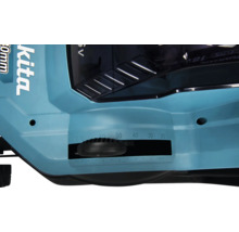 Vue détaillée du réglage de la hauteur de coupe d une tondeuse Makita avec levier et indications en millimètres de 20 à 75.