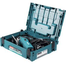 Makita Pendelstichsäge 4351FCTJ im geöffneten blauen MAKPAC Koffer mit Netzkabel.