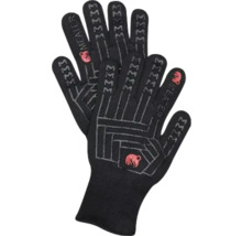 Gants de barbecue noirs résistants à la chaleur de Meater avec structure antidérapante et Meater Logo.