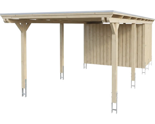 Carport en bois avec remise intégrée et toit plat