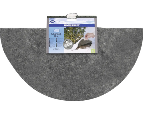 Disque gris en laine de mouton pour protection hivernale, 100 pour cent laine de mouton, Videx Logo, matériau écologique, diamètre 45 centimètres.