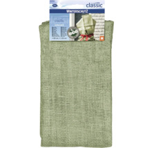 Sac en jute vert Videx pour protection hivernale, 60 par 110 centimètres, 100 pour cent jute naturel, tissage lâche, Videx Logo, label produit naturel.
