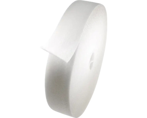 Bande de rive blanche en mousse PE en rouleau.