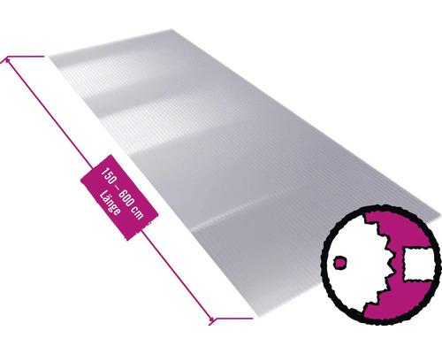 Plaque alvéolaire en plastique, longueur 150 à 600 cm