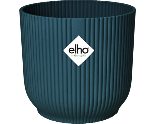 Blumentopf aus Kunststoff mit Rillenstruktur und Elho Logo