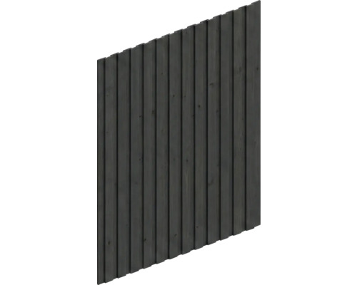 Élément incliné de clôture de protection visuelle en bois avec lamelles verticales en anthracite.