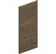 Panneau de clôture en bois avec des lamelles horizontales brun foncé