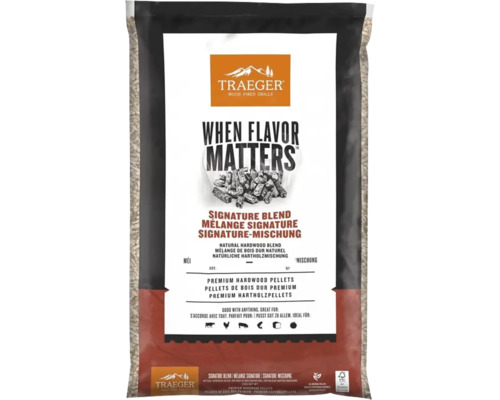 Traeger Hartholzpellets Signature-Mischung für Pelletgrills, 9 Kilogramm Beutel.