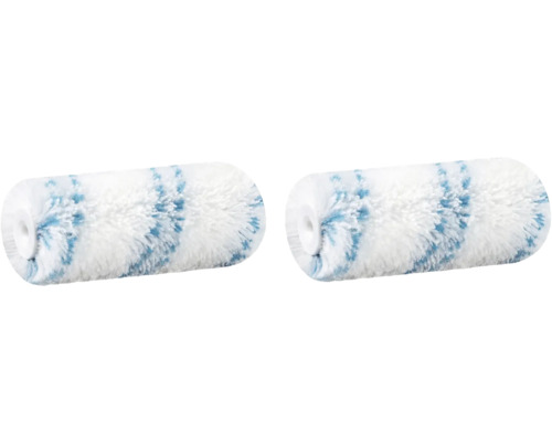 Zwei weisse Farbwalzen mit Farbflecken