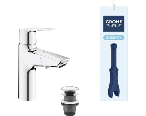 Mitigeur de lavabo Grohe Quickfix Start 2021 chrome 23978003 Robinet brillant avec garniture de vidange et logo Grohe
