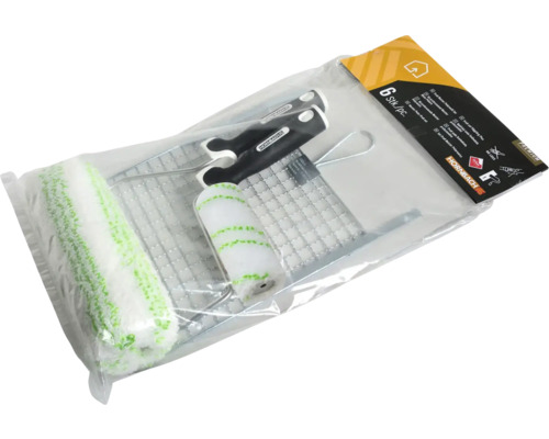 Kit de rouleaux de peinture avec deux rouleaux, cadre et manche, emballé